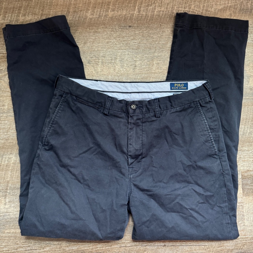 Polo Ralph Lauren Stretch Classic Fit Chino Pants 34x31 Navy Blue Cotton‎ Twill